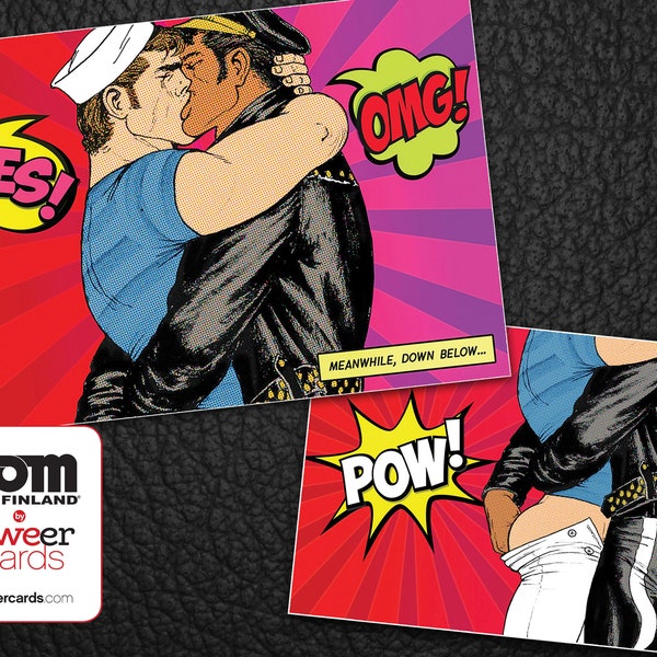 Tom of Finland Kiss Pow Card (Gay Valentines Queer)