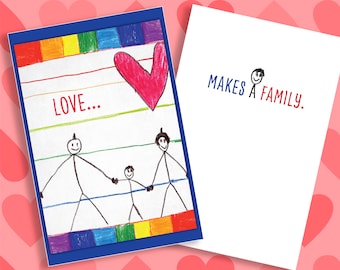 Gay Adoption, Wedding, Marriage, Family, Valentines Greeting Card