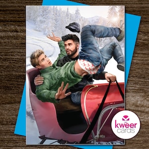 Cartão de Natal gay SLEIGH BOYS - Feriado, Queer, LGBTQ