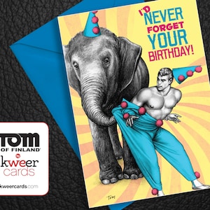Tom de Finlande « Éléphant de cirque » anniversaire carte imprimer