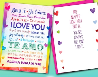 Love in Any Language (Anniversary, Wedding, Valentine's, Gay Queer Greeting Card)