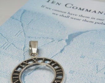 Ten Commandments Sterling Silver Pendant