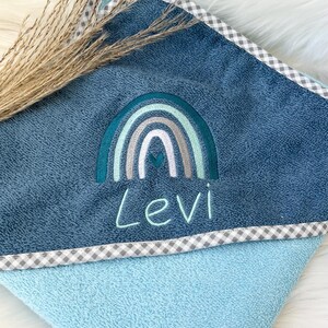 Kapuzenhandtuch/Badetuch mit Namen + Regenbogen, bestickt, personalisiert, Geschenk zur Geburt, Babygeschenk zdjęcie 7
