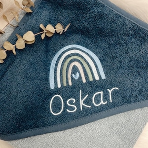 Kapuzenhandtuch/Badetuch mit Namen + Regenbogen, bestickt, personalisiert, Geschenk zur Geburt, Babygeschenk zdjęcie 5