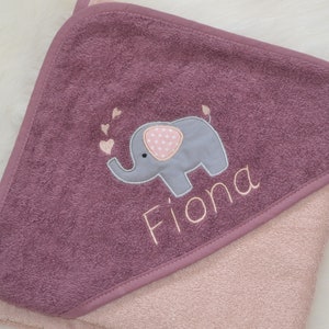 Hooded towel/bath towel with name + elephant/ personalized