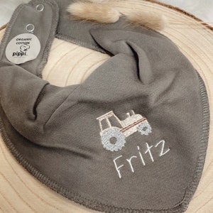 Organic gray scarf with name & tractor