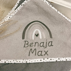 Kapuzenhandtuch/Badetuch mit Namen + Regenbogen, bestickt, personalisiert, Geschenk zur Geburt, Babygeschenk zdjęcie 2