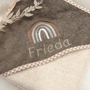 Kapuzenhandtuch/Badetuch mit Namen + Regenbogen, bestickt, personalisiert, Geschenk zur Geburt, Babygeschenk zdjęcie 4