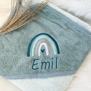 Kapuzenhandtuch/Badetuch mit Namen + Regenbogen, bestickt, personalisiert, Geschenk zur Geburt, Babygeschenk zdjęcie 6