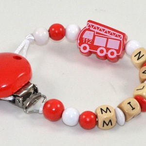 Pacifier chain fire department/ with name/ 112/ personalized/ tatütata