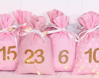 Adventskalender - rosa/glitzer gold