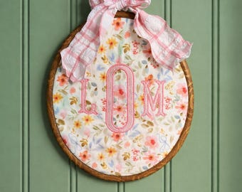 Personalized Embroidered Name Hoop | Floral Nursery Decor