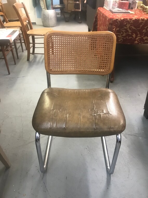 Vintage Marcel Breuer Style Chrome And Cane Dining Chairs Image 0