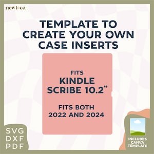 Gör-det-själv-mall för instick, passar Kindle Scribe 10,2" 2024 och 2022, genomskinligt fodral, pdf, svg, dxf, Canva, utskrivbar klippfil, anpassade bokliknande klistermärken