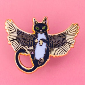 Winged Cat Enamel Pin