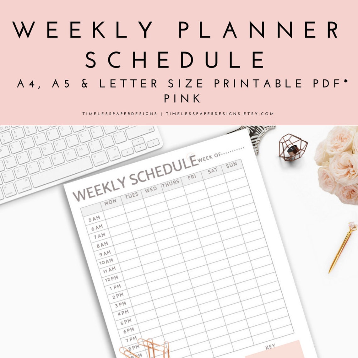 Weekly Schedule Pink Planner Printable Weekly to Do Weekly | Etsy