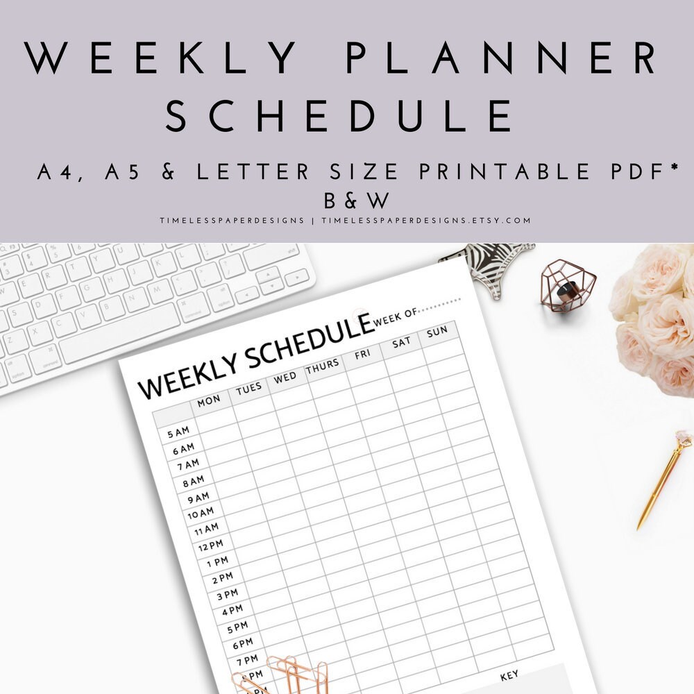 Weekly Schedule Weekly Planner Schedule Time Schedule | Etsy