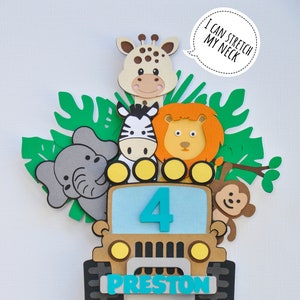 Interactive Jungle Safari Cake Topper, Jungle Safari Animals Theme Cake Topper, Zoo Theme Birthday Cake Topper, Jungle Safari Theme Topper