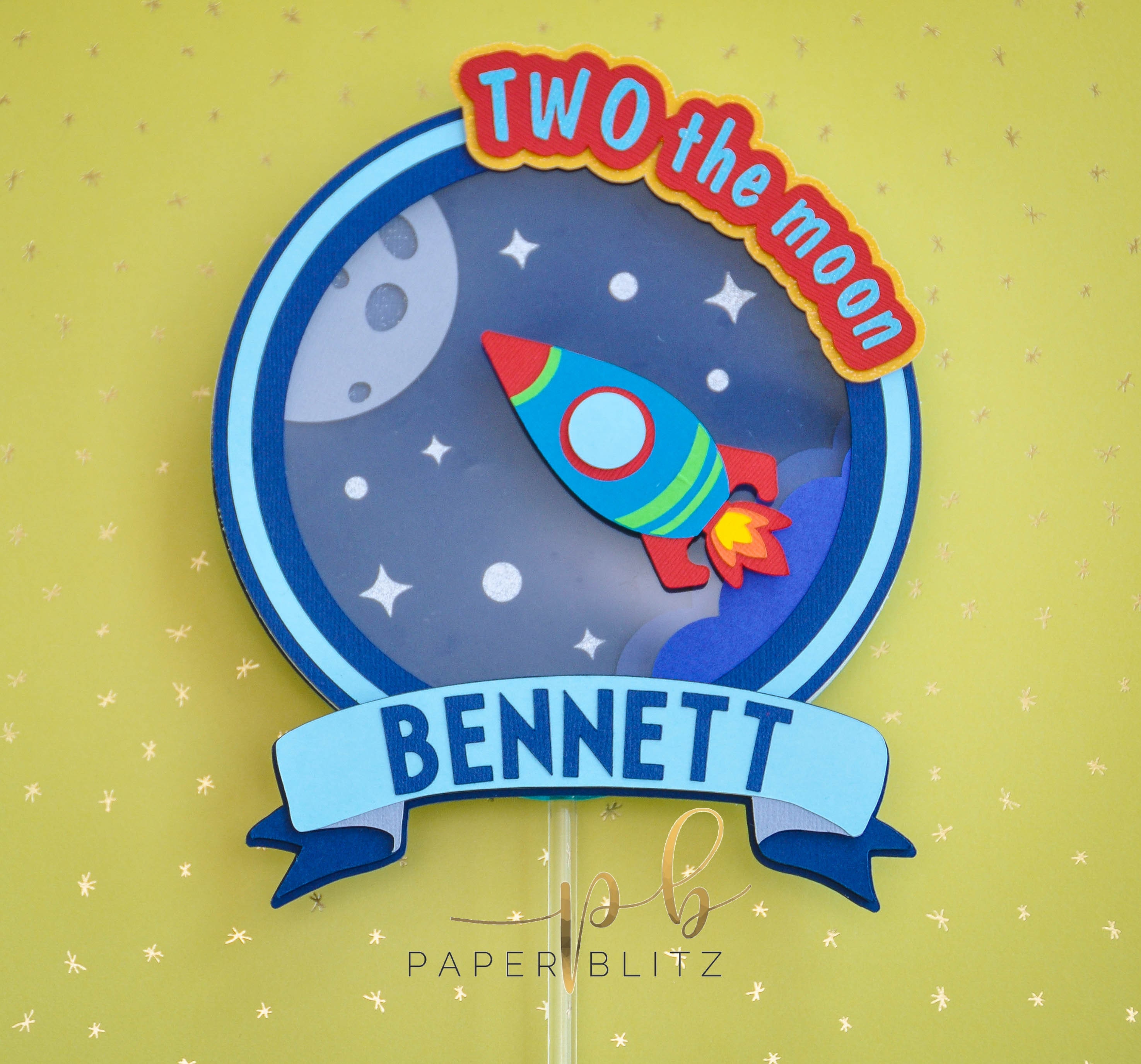 TWO The Moon Cake Topper Moon Theme Party Decor Moon Theme Cake Topper Two Moon Decoration Space Cake Topper Over The Moon