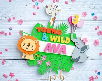 Safari Animals Cake Topper, Jungle Theme Party Decor