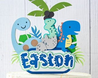 Dino Theme Cake Topper, 3-Rex Topper, Dinosaur Party,  Three Rex Birthday