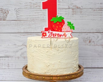 Strawberry First Birthday Cake Topper, Berry Sweet ONE Party
