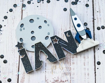 Space Ship Theme Cake Topper, Rocket Theme Cake Topper, Interactive Rocket Cake Topper, Space Theme Cake Topper, Outer Space Party