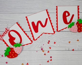 Strawberry High Chair Banner, Berry First Birthday, Sweet ONE