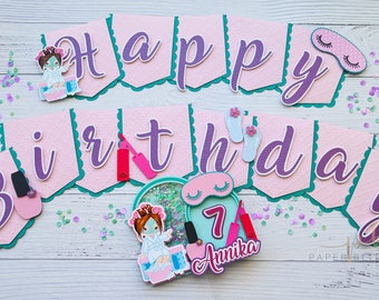 Spa Birthday Cake Topper, Shaker Beads, Girls Pamper Party Decor