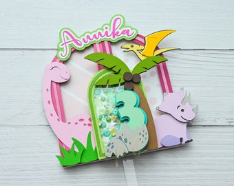 Dinosaur Cake Topper, Dinosaur Birthday Party, Girl Dinosaur Party, Pink Dinosaur