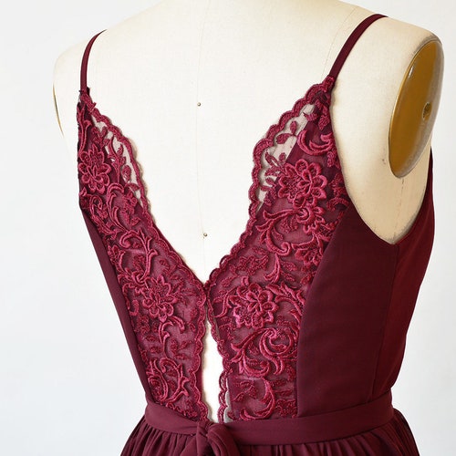 Long burgundy lace dress for bridesmaids Burgundy prom bridesmaid dress  cg8891 main image 0