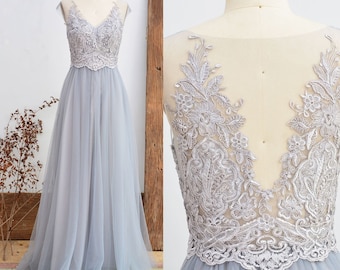 Smoky Blue Bridesmaid Dresses and Prom