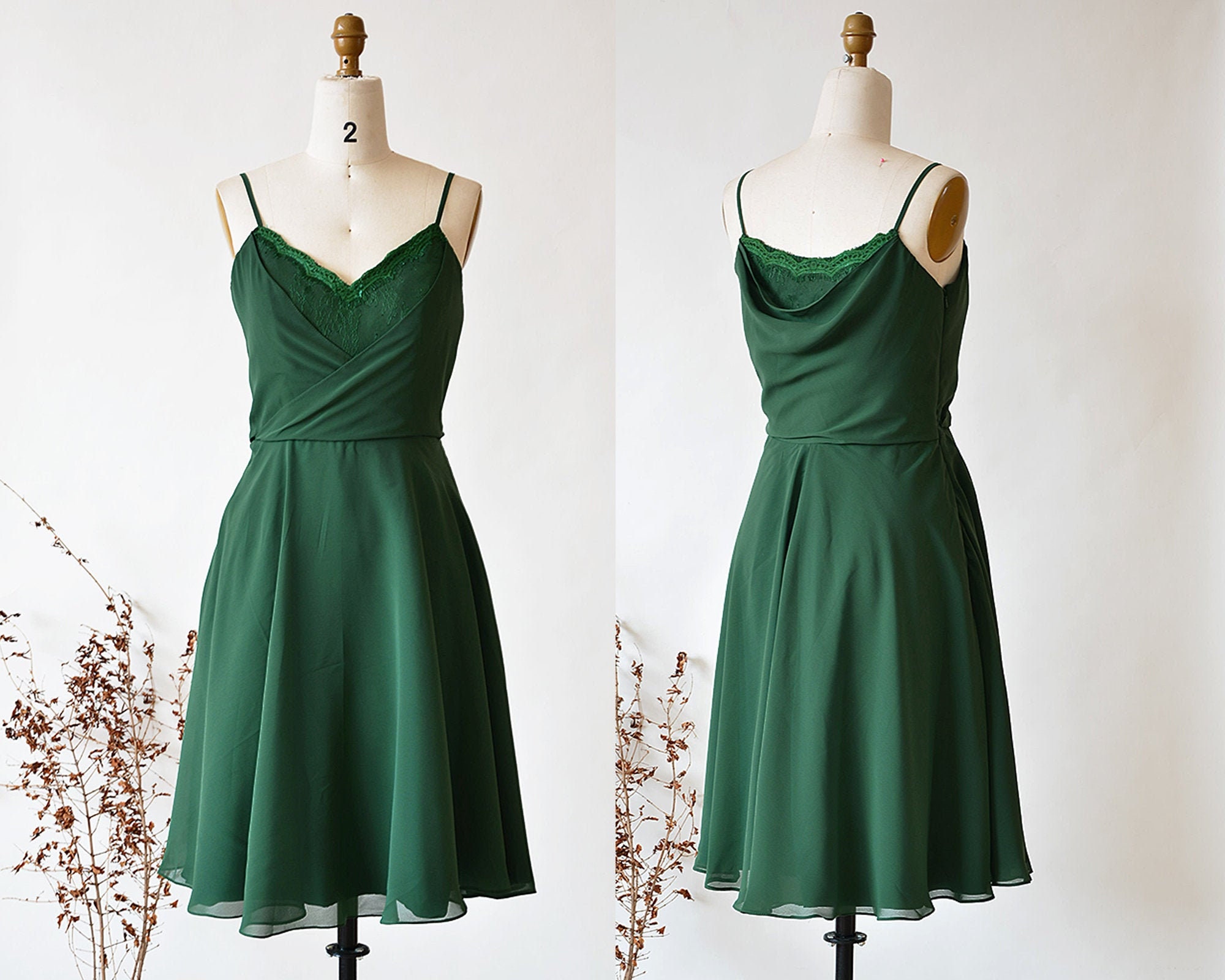 Dark Green Chiffon Prom Dress ...