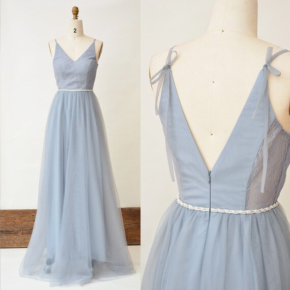 dusty blue beaded bridesmaid dresses