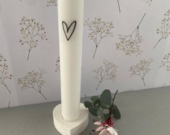 Kerzenhalter aus Raysin, Kerzenhalter, Stabkerzen mit Wunschtext, Stabkerzen individualisierbar, Kerzen bedruckt