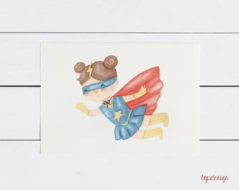 Superheroine | Print in DIN A6 = postcard in landscape format, printed on 300g natural paper cream