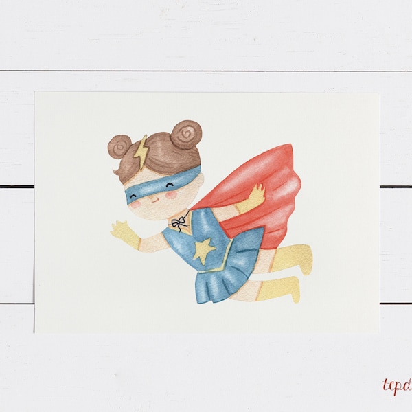 Superheroine | Print in DIN A6 = postcard in landscape format, printed on 300g natural paper cream