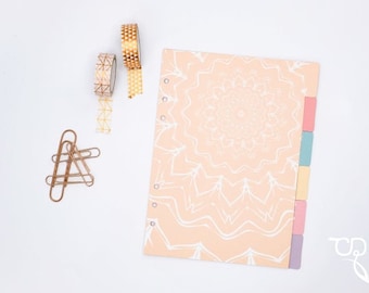A5: Tabs "Mandala" for ring planner / calendar (6 dividers in the set) / Divider A5 double-sided printed