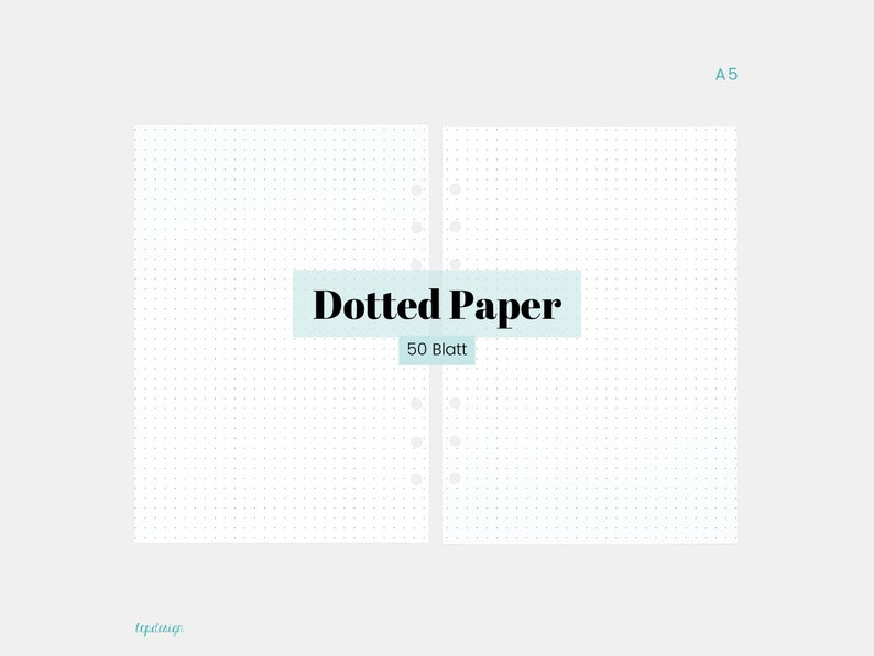 A5: Dotted note inserts 50 sheets / Dotted paper / A5 paper inserts with dot grid / calendar inserts for A5 ring planners / organizers image 2