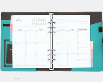 A5: Monthly overview 2024 in the style "Script" (1M4S) / Monthly planner for A5 ring binder / Monthly overview / A5 ring binder planner insert 2024