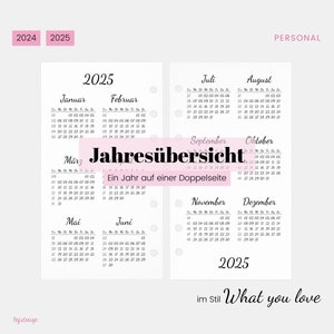 Personal: Jahresübersicht für 2024 & 2025 im Stil What you love Ein Jahr pro Doppelseite / Jahresplaner für Personal Ringbuchkalender A6 Bild 2