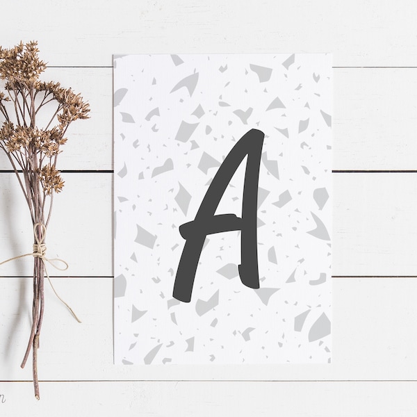 A // Letter card // Monogram "A" // Postcard with letter A // Name card