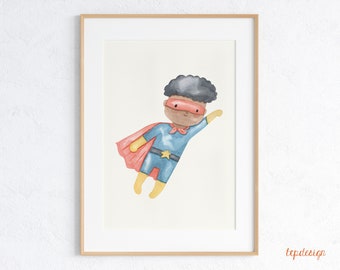 Superhero | Poster in size A4, printed on 160 g natural paper cream | Print for children's rooms & baby rooms