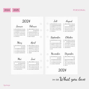 Personal: Annual overview for 2024 & 2025 in the style What you love One year per double page / annual planner for personal ring binder calendar A6 image 3