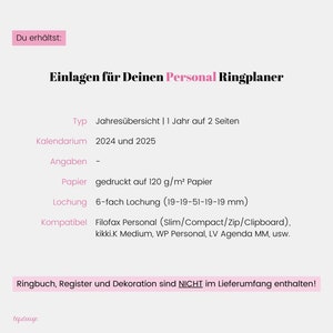 Personal: Jahresübersicht für 2024 & 2025 im Stil What you love Ein Jahr pro Doppelseite / Jahresplaner für Personal Ringbuchkalender A6 Bild 5