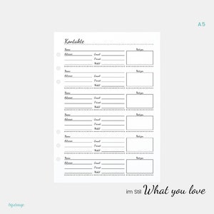 A5: Address inserts in the style What you love 15 sheets / DIY address book / A5 inserts for contacts / address data / appointment calendar A5 insert image 3