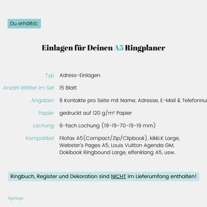 A5: Address inserts in the style What you love 15 sheets / DIY address book / A5 inserts for contacts / address data / appointment calendar A5 insert image 4