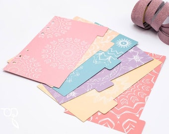 Personnel: Dividing sheets in the style "Mandala" for ring binder calendars (6 dividers in the set) / register printed double-sided