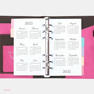 Personal: Annual overview for 2024 & 2025 in the style What you love One year per double page / annual planner for personal ring binder calendar A6 image 1