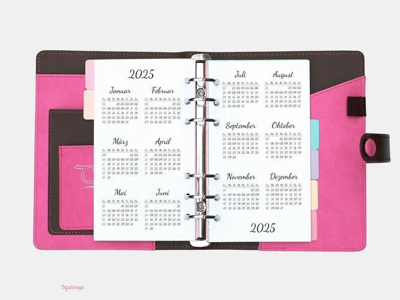 Personal: Annual overview for 2024 & 2025 in the style What you love One year per double page / annual planner for personal ring binder calendar A6 image 1